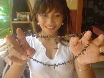 Jelila's adjustable Detox necklace, 50cm, with black onyx to absorb negativity, garnet to ground you, & tiger’s eye crystals to pull negativity away from you.  Wear it to feel positive. Buy Online: http://www.etsy.com/shop/JelilaHealing?section_id=11290513 