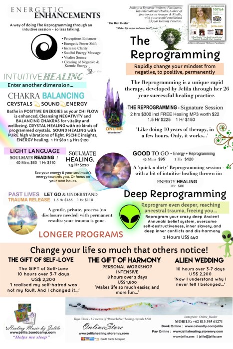 Menu - Sessions Jelila Spiritual Healer Ubud and Online. The Best Healer, experienced woman healer